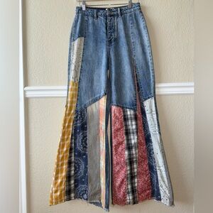 Easel Boho Patchwork Flare Jeans Festival Hippie Size Small